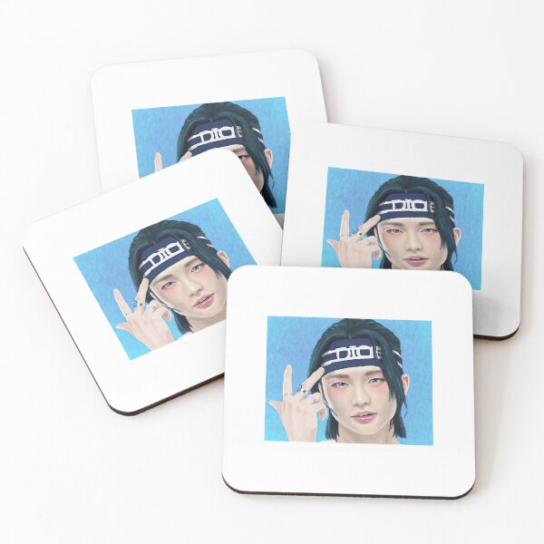 Item preview, Hyunjin Stray Kids Blue Background designed and sold by abstractallie4.