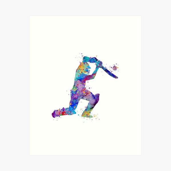Item preview, Boy Cricket Player Watercolor Silhouette designed and sold by LotusGifts.