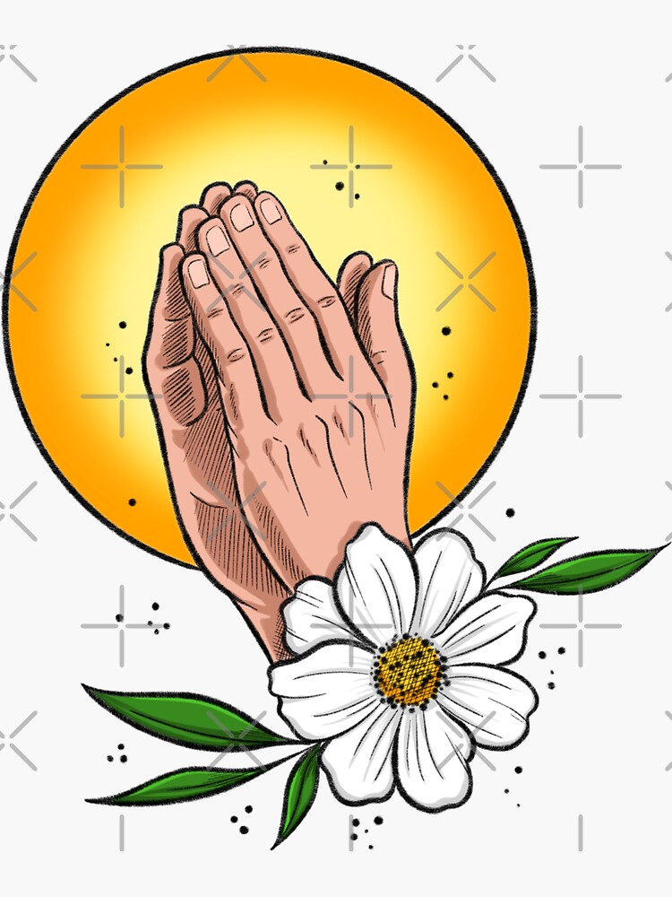 Full Color Of Praying Hands Art Sticker