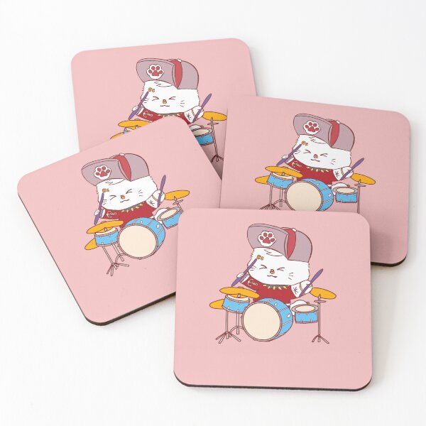 Item preview, Kawaii Punk Drummer Cat designed and sold by PunksPress.