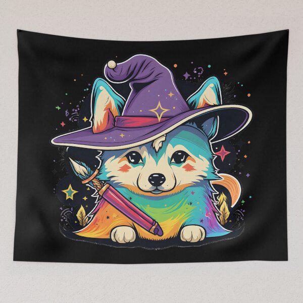 Item preview, Husky Dog Wizard Witch Kawaii designed and sold by Leonardo Palumbo.