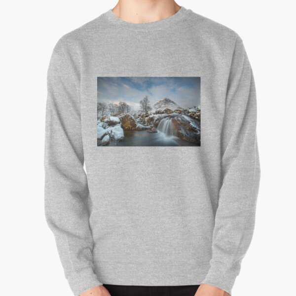 The River Coupal Waterfall and Buachaille Etive Mor Glencoe Scotland Pullover Sweatshirt