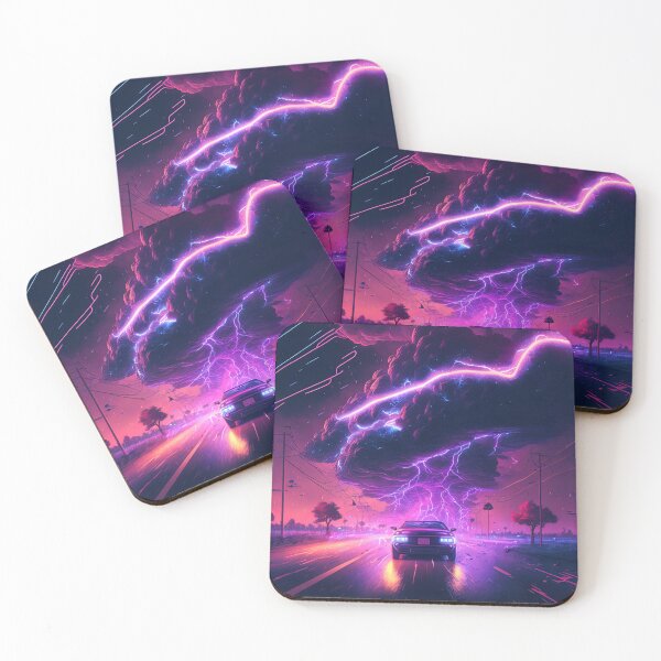 Item preview, Purple car driving through the storm designed and sold by artyficial-.