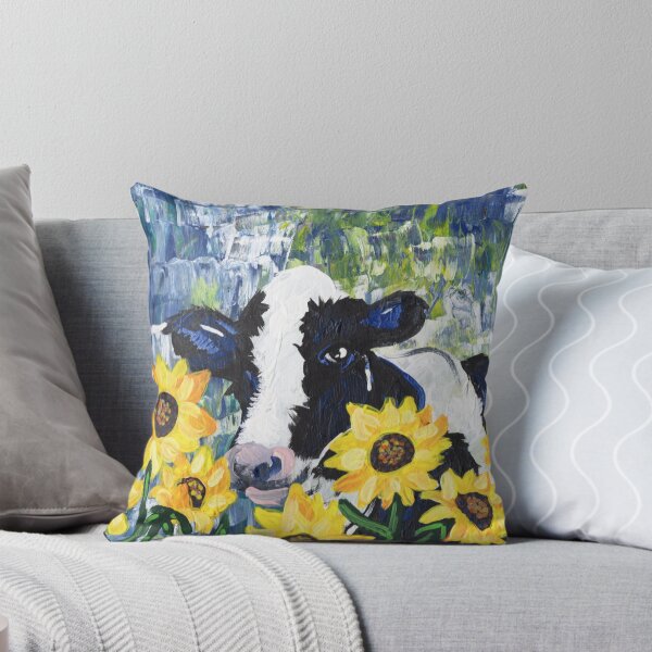 Cow in the Sun Throw Pillow