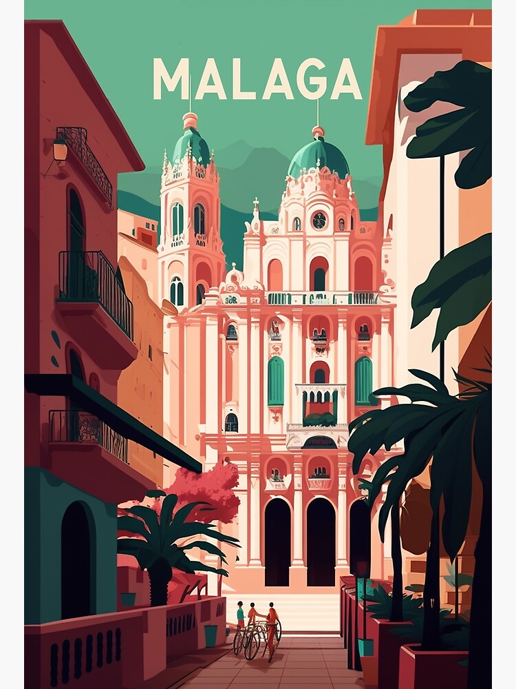 Lámina Vintage travel poster of the city of Malaga, Spain