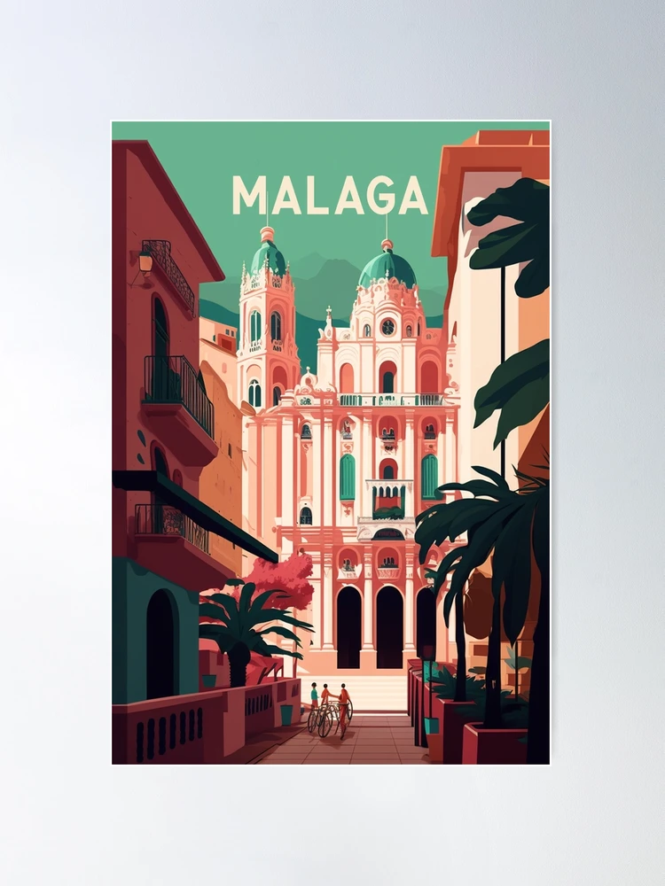 Wall Art Print  Vintage travel poster of the city of Malaga