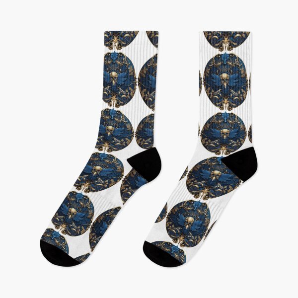 Item preview, #Skull vintage Decorative Art with Blue and Gold coolest designs designed and sold by deluxelion.