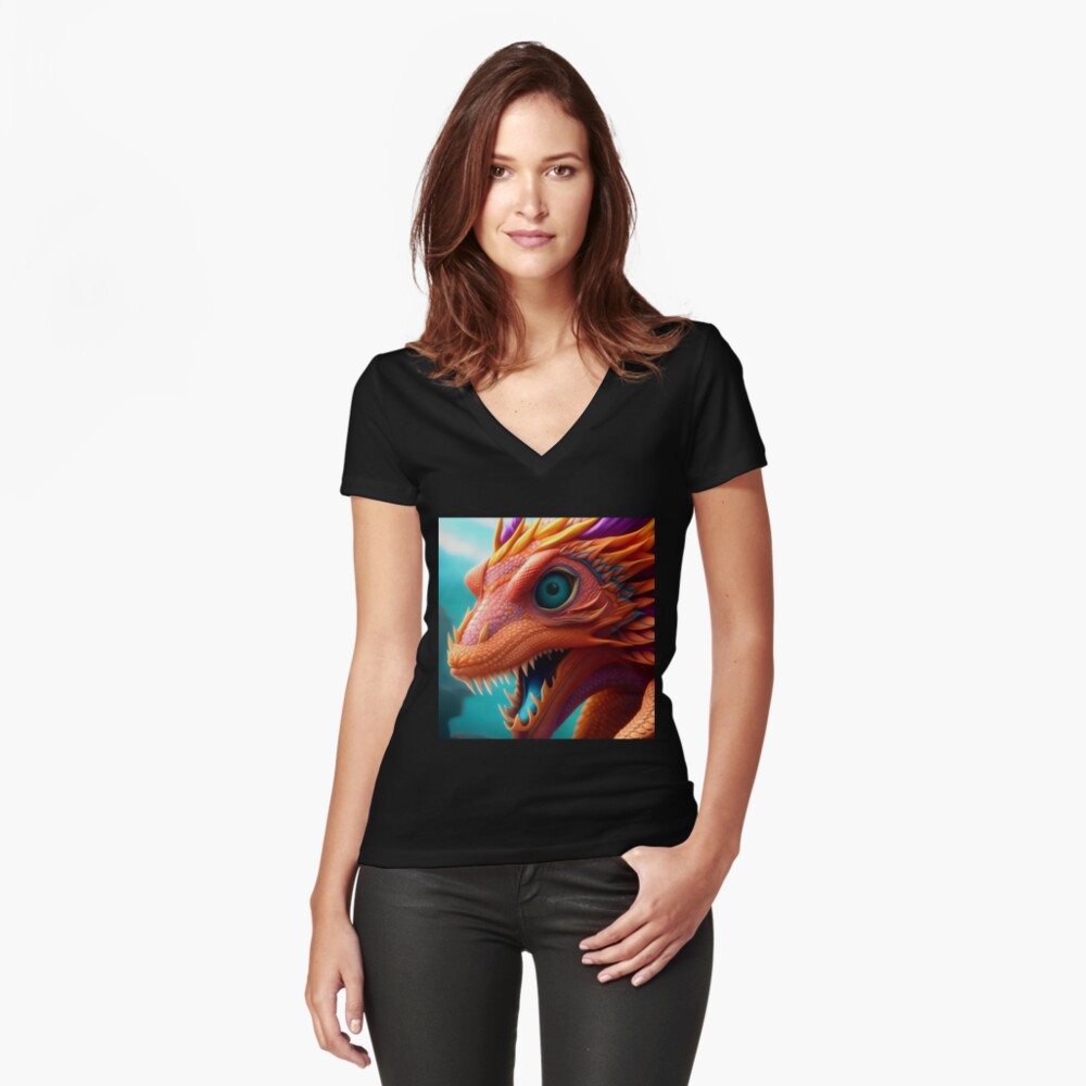 Item preview, Fitted V-Neck T-Shirt designed and sold by dragynrain.