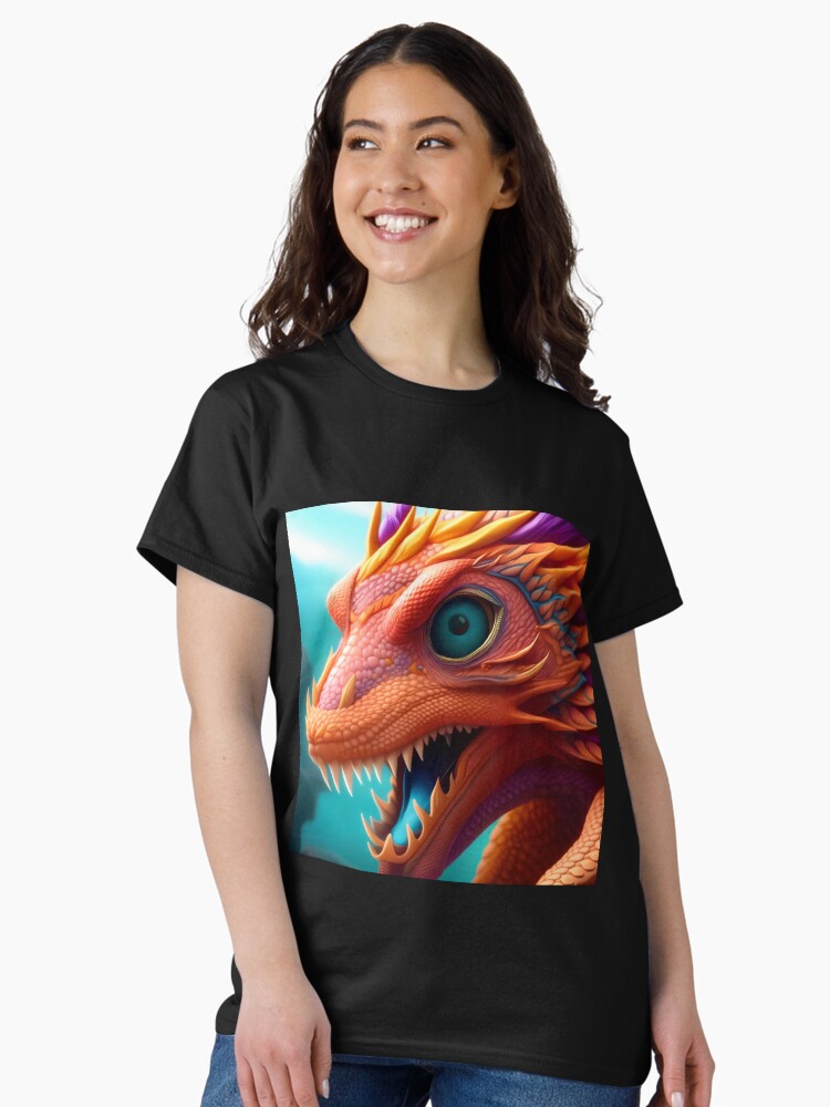 Thumbnail 2 of 7, Classic T-Shirt, Baby Red Dragon Closeup Face designed and sold by dragynrain.