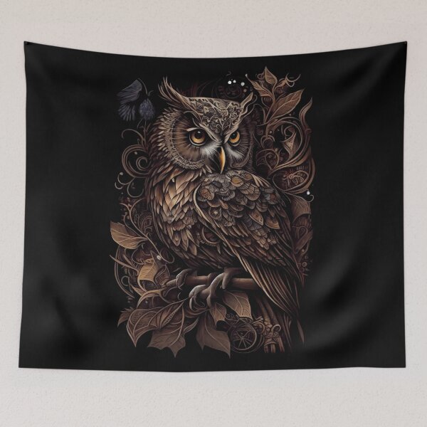 Item preview, Tattoo fantasy owl artwork designed and sold by TourDePassion.