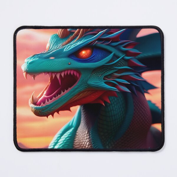 Item preview, Fierce Blue and Cyan Dragon with Red Eyes designed and sold by dragynrain.