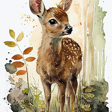 Deer Fawn Watercolor Art Board Print for Sale by JAWgallery