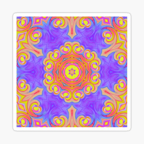 Flower ornament mandala - purple + yellow version Sticker