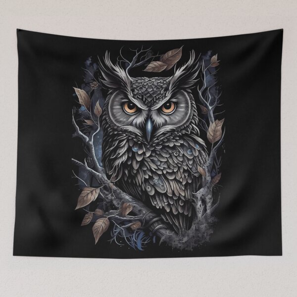 Item preview, Tattoo owl on canvas designed and sold by TourDePassion.