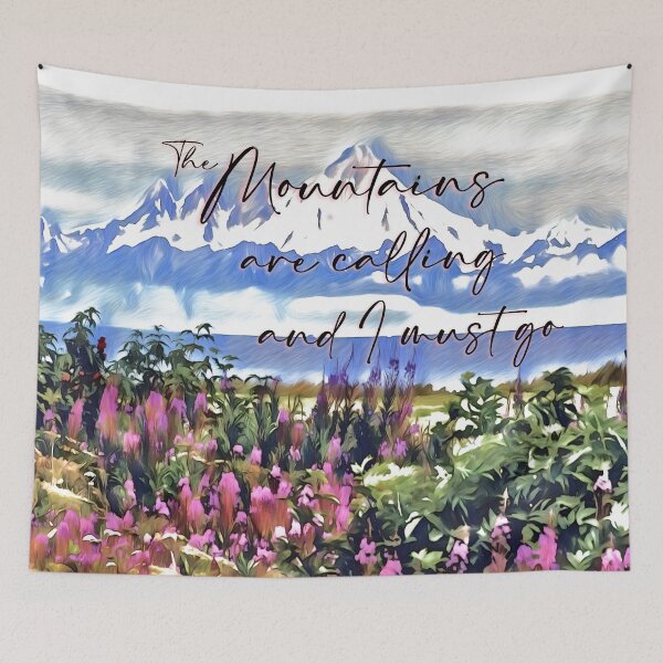 Item preview, The Mountains are calling and I must go, Wildflowers and mountains  designed and sold by Inktown.