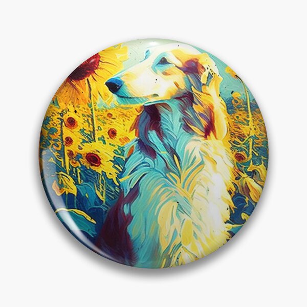 Aperçu de l'œuvre Borzoi Sunflower Painting Adorable Dog créée et vendue par rafaeltto.