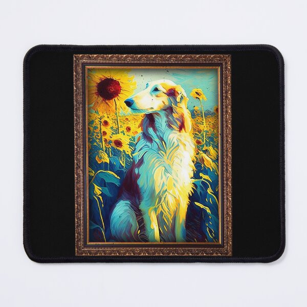 Aperçu de l'œuvre Borzoi Sunflower Painting Adorable Dog créée et vendue par rafaeltto.