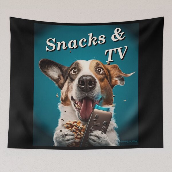 Item preview, Snacks & TV - Funny and Loyal Dog designed and sold by Parody-is-King.