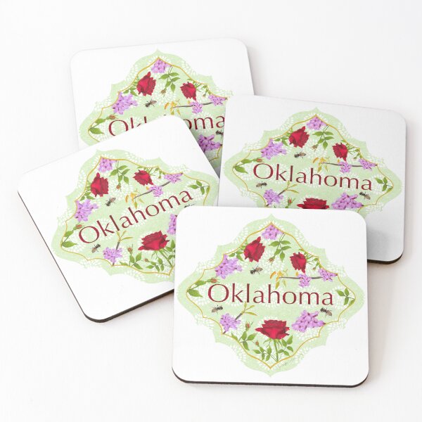 Item preview, Oklahoma  Vinyl Sticker | State Pride | Oklahoma State Flower Oklahoma Rose Redbud Tree | US State Collection State Icon Illustration | road trip travel tracker designed and sold by JourneyHomeMade.