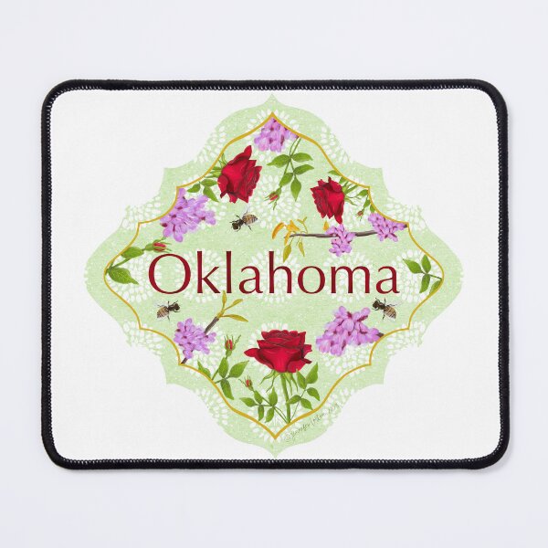 Item preview, Oklahoma Vinyl Sticker | State Pride | Oklahoma State Flower Oklahoma Rose Redbud Tree | US State Collection State Icon Illustration | road trip travel tracker designed and sold by JourneyHomeMade.