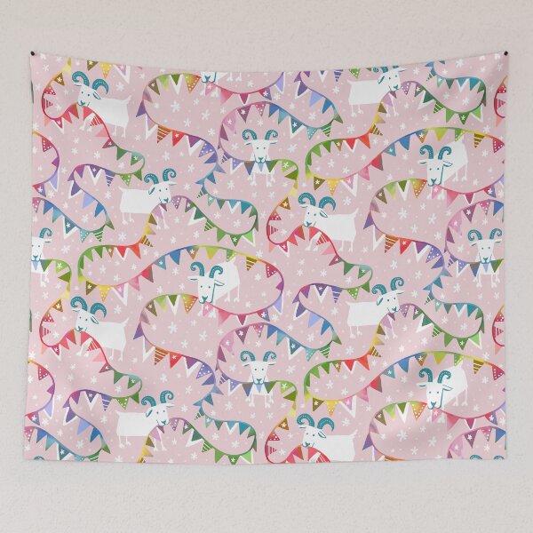 Item preview, Rainbow Munchy Goats on pink designed and sold by creativinchi.