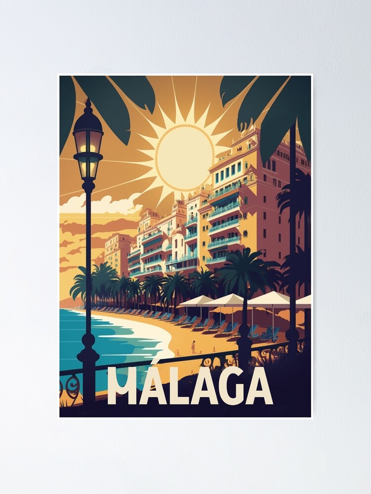 Wall sticker Vintage travel poster of the city of Malaga, Spain