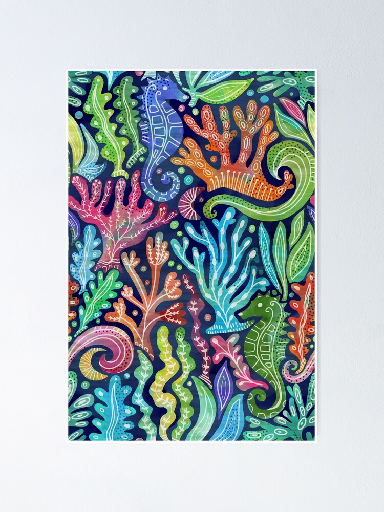 Underwater I spy a rainbow seahorse Poster for Sale by creativinchi