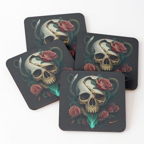 Item preview, skull with flowers designed and sold by AloneARTS.
