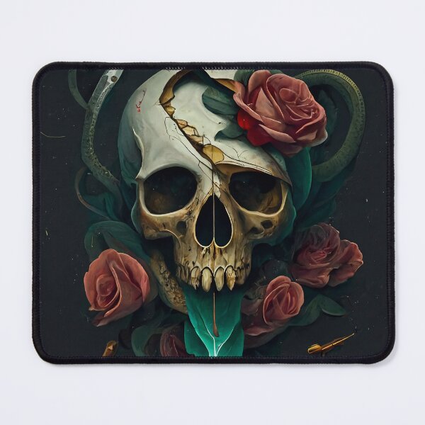 Item preview, skull with flowers designed and sold by AloneARTS.