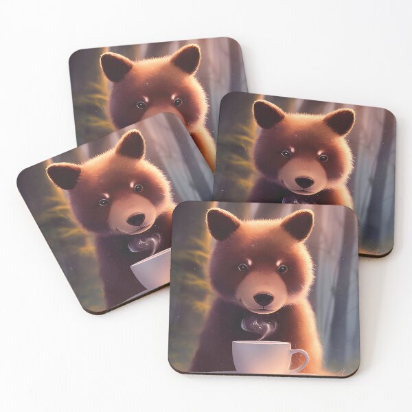 Item preview, Bear with a mug cup of morning coffee designed and sold by akwl-design.