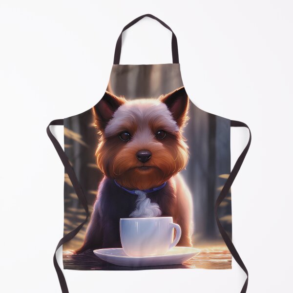 Item preview, Yorkshire Terrier Yorkie with a mug cup of morning coffee designed and sold by akwl-design.