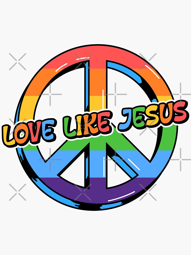 "Love Like Jesus Freak Retro Groovy Jesus Movement, Jesus Revolution,Peace Sign" Sticker for
