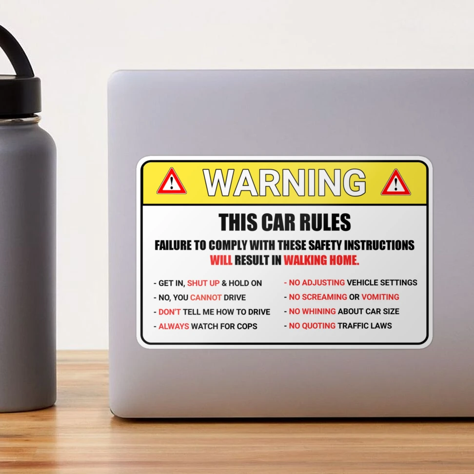 Auto Safety Warning Rules Car Sticker