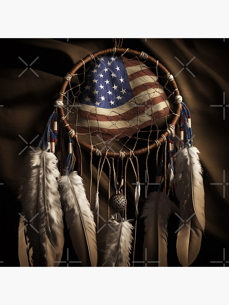 American Flag and Dream Catcher Art Sticker for Sale by Jades-Corner