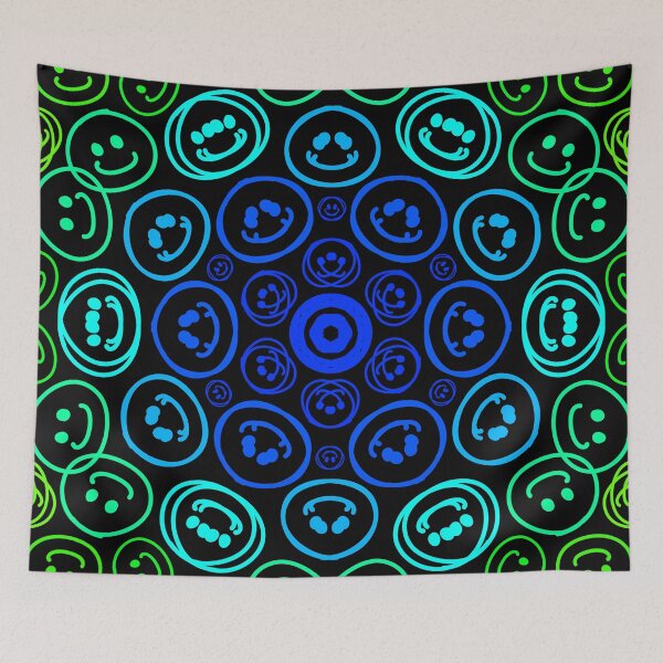 Item preview, Cursed Kaleidoscope - Vibrant Blue Smiley designed and sold by FinapplePudding.