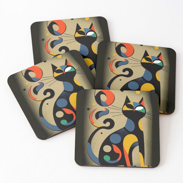 Item preview, Mid Century Colorful Cat 17 Abstract Art Print Painting Wall Decor designed and sold by winterkitty88.