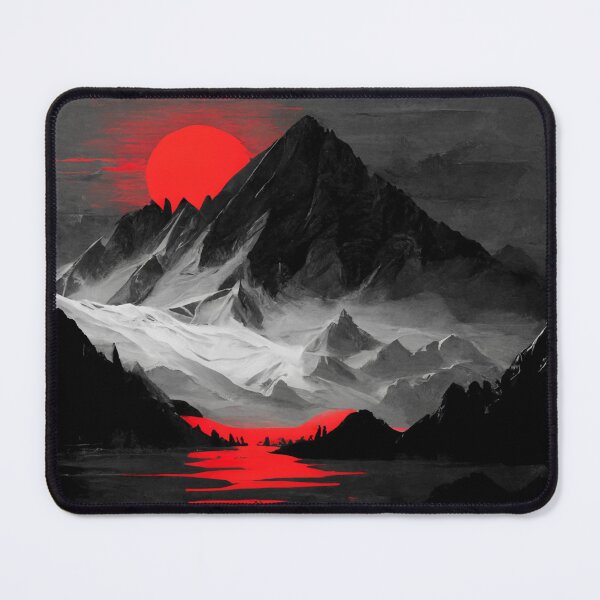 Item preview, Dark mountain range in black and white with red accents designed and sold by Vela Barrera.