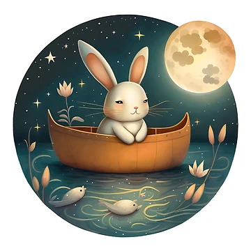 Artwork thumbnail, Starry Night Ferry Ride Rabbit by Anicue