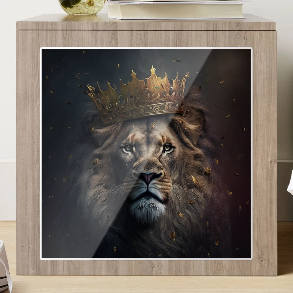 Pegatina for Sale con la obra «Rey león con corona dorada con joyas» de  DigitalD00DLES