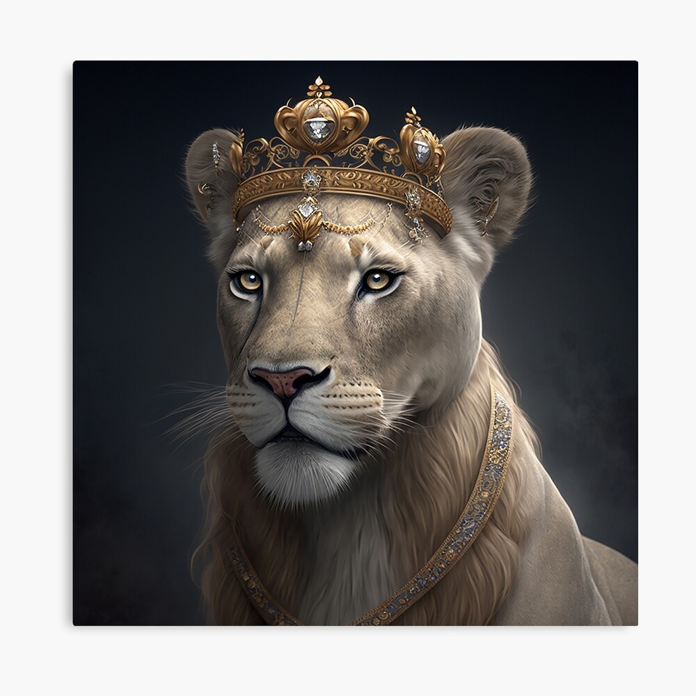 Lioness Silver Crown Wall Art Mirror Frame