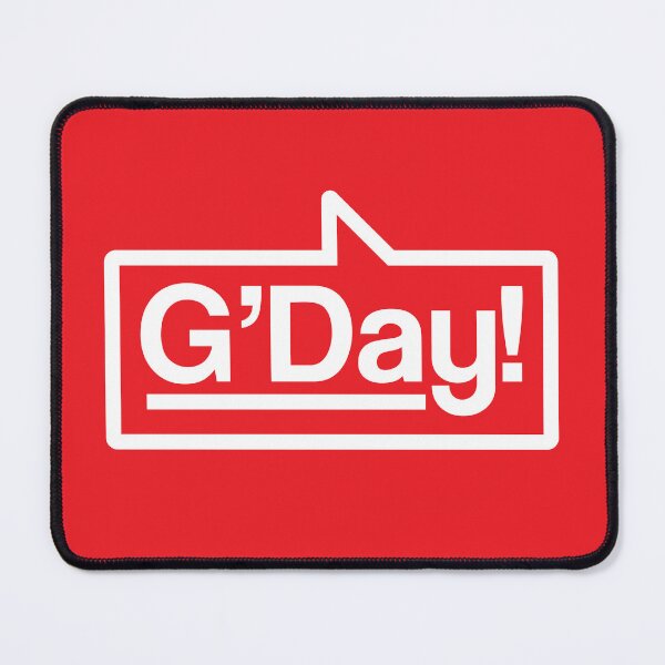 Item preview, G'Day - Talking Shirt (White on Red) designed and sold by Justin Ellis.