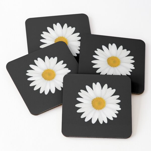 Item preview, White Daisy Flowers On Black Background designed and sold by TheCatmeow2000.