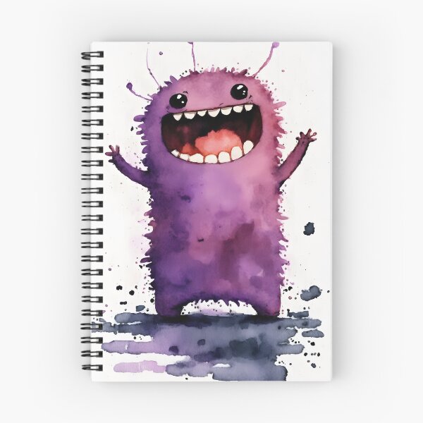 Item preview, The Cutest Happy Purple Monster in the World Watercolor Fun Line Art designed and sold by CGSGraphics.