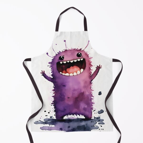 Item preview, The Cutest Happy Purple Monster in the World Watercolor Fun Line Art designed and sold by CGSGraphics.