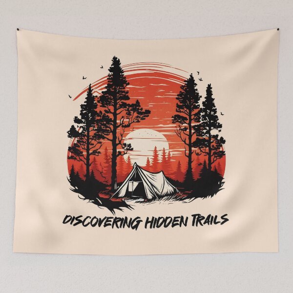 Item preview, Discovering hidden trails in the woods by hiking and camping  designed and sold by Brushpalette888.