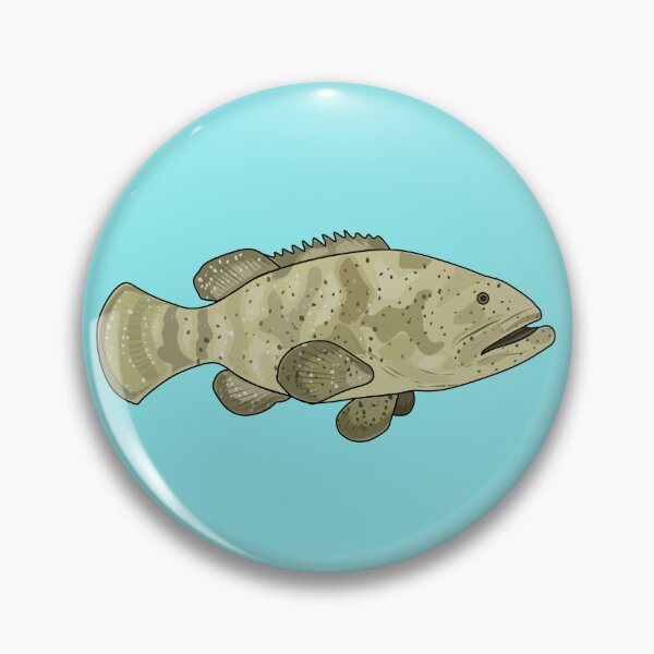 Item preview, Grouper fish cartoon illustration designed and sold by Misscartoon.