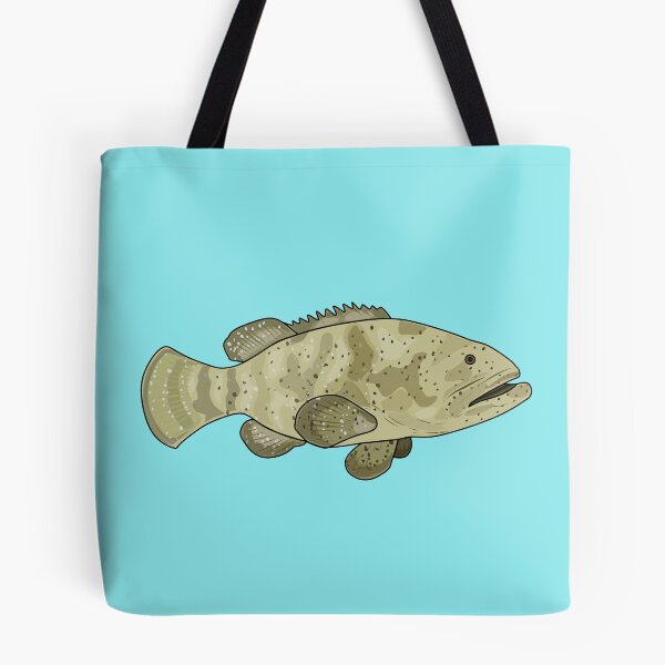 Item preview, Grouper fish cartoon illustration designed and sold by Misscartoon.