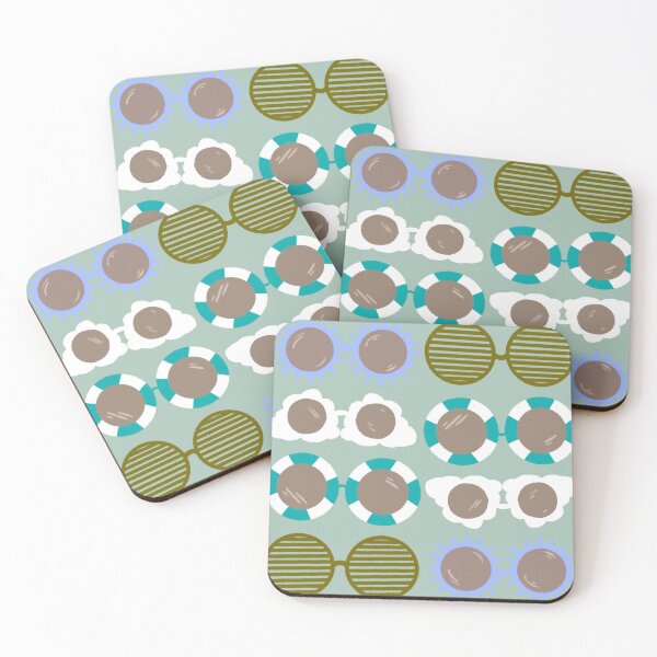 Item preview, Cool beachy sunshades in lavender, teal, olive green on sage designed and sold by katerosestudios.