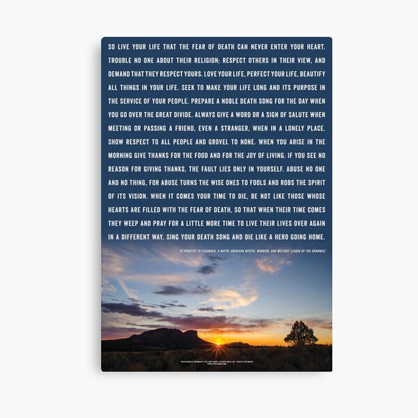So live your life that the fear of death… Canvas Print