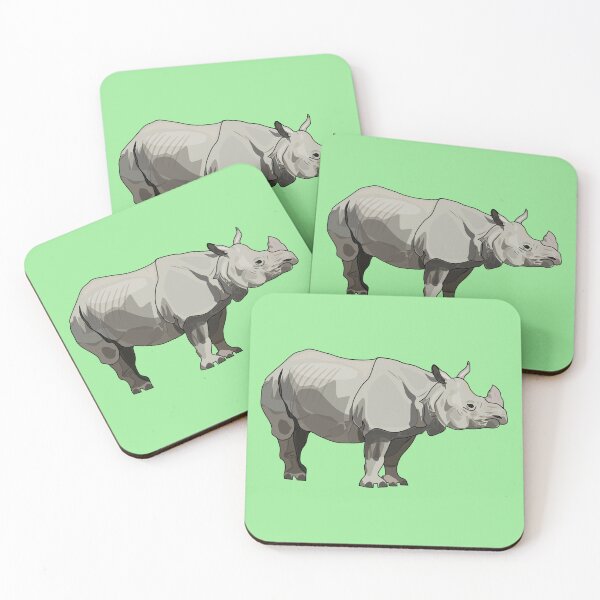 Item preview, Javan rhinoceros cartoon illustration designed and sold by Misscartoon.